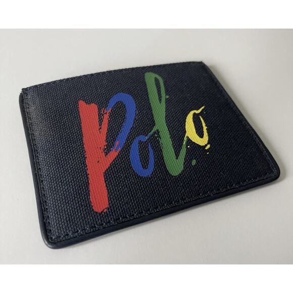POLO RALPH LAUREN RRL Navy Canvas Front Pocket Card Wallet NEW Fast Shipping - Picture 4 of 10